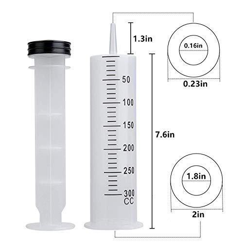300ml Syringe with 31.5in Plastic Tubing, Reusable Extra Large Syringes for Glue Dispensing, Scientific Labs, Watering, Refilling, Filtration, Feeding, Nutrient Measuring, Motoring Applications