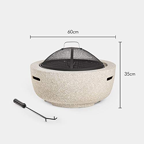 Vonhaus Round Mgo Fire Pitcircular Fire Bowl With Bbq Grill For