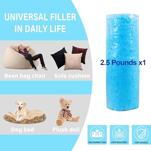 DR.DUDU 1,1 kg Fasulye Torbası Dolgu Köpüğü, Parçalanmış Jel Hafızalı Köpük Dolgu, Birinci Sınıf Yumuşak ve Rahat Yastık Dolgu Köpüğü Kanepe Minderi Köpek Yatağı Sandalye Sanat El Sanatları - Görsel 3
