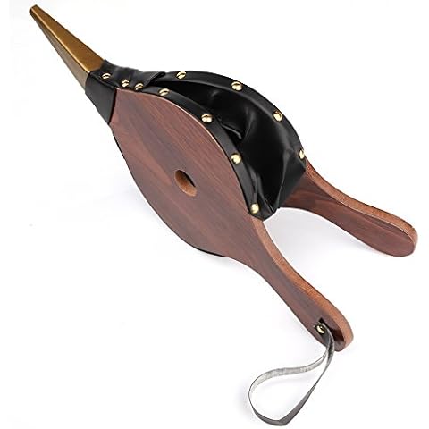 Z-COLOR 1PCS Brown Wood Fireplace Bellows 15" x 6.5" Outdoor Cooking Fan Air Blower Cover