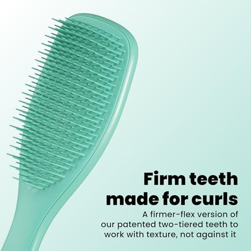 Image of Tangle Teezer Ultimate Detangler Curly Hair Brush, 3C to 4C, Aqua Green | Patented two-tier, firm-flex teeth detangle, reduce breakage & frizz on wet or dry hair; hairbrush for curly to coily hair