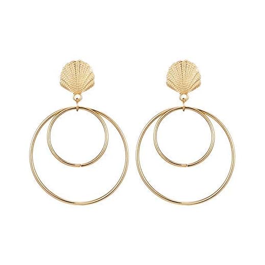 de Verano Estilo oceánico Hoop Dangle Bohemian Circle Circle Shell Drop de caída