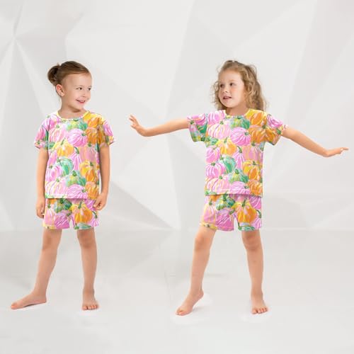 Pajama Sets Pumkins Pattern Short Sleeve Summer Sleepwear 2 Piece Pjs4