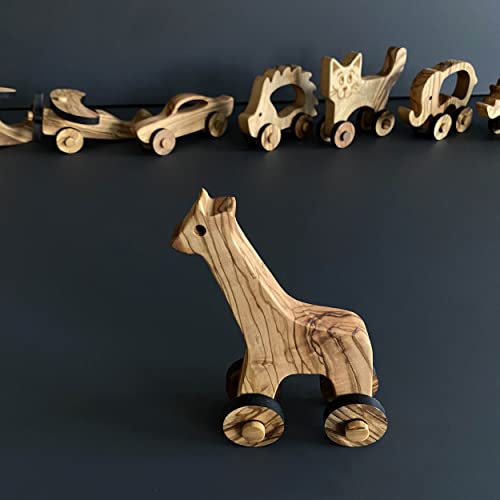 ege'deneve.com Olivenholz Spielzeug Giraffe, Holzspielzeug Giraffe, umweltfreundliches Spielzeug, handgefertigtes Holzspielzeug, Bio-Spielzeug, veganes Spielzeug