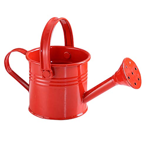 TRRAPLE Metal Watering Can, Children Garden Watering Bucket Iron Watering Tin Can Sprinkling Kettle for with Two Handles Gardening, Red, 5.89 x 2.95 Inches (18G4AU3245RXPEXR)