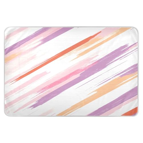 Takiito Lilac Stripes Bed Pad Reusable Bed Underpad Washable Waterproof Leak-Proof Quick Dry Incontinence Pee Pad for Toddlers Kids Adults Pets 34x52 in