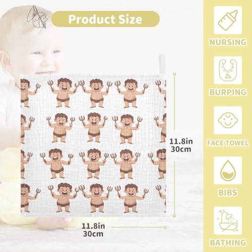 vvfelixl Cartoon Beef Eating Strongman Baby Burp Cloths Baby Muslin Washcloths for Boys Girls Cotton Babys Face Towel for Newborn Infants Soft and Absorbent 11.8 X 11.8 in, 5 Pack4