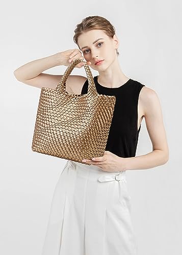 Image of Vegan Leather Purses for Women, Handmade Purses and Handbags Summer Beach Travel Tote Shoulder Bag | WOVEN