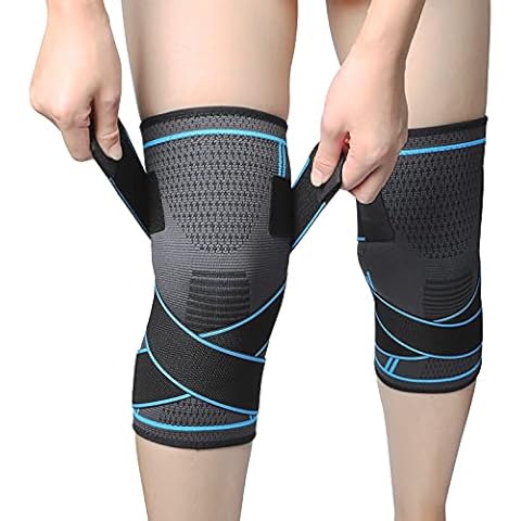 KAMEUN Knee Support Brace / Sleeve with Straps (2 Pack) for Women / Men for Running, Exercising, Arthritis (XL) Cover