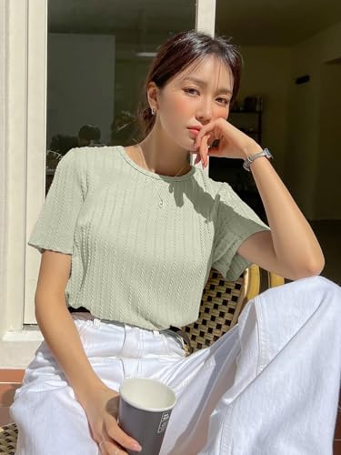 Image of GRECIILOOKS Women's Poly Cotton Regular Fit Crop Top, Loose Fit Oversized Shirts & Stylish Korean Tank Tops for Summer Wear (Available in Plus Size)