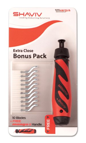 SHAVIV 29255 Bonus Pack Deburring Tool Kit for Extra Close Work (Mango IIB Handle With 10 B10S Blades)