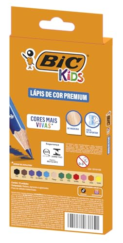 BIC, Lápis de Cor Premium, BIC KIDs, 12 cores
