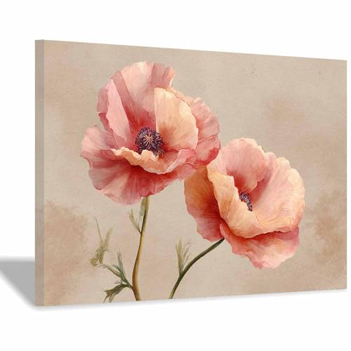 Tableau coquelicot rose XENIOU poster floral 40x60cm encadré