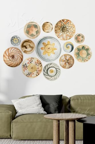 Bohem Tarzı Yuvarlak 13 Parça Dekoratif Sanatsal Boho Duvar Sticker Seti
