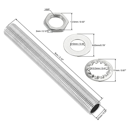 Image of MECCANIXITY 3.12 inch Lamp Pipe Kit with Lock Nuts Washers 1 /8IP Thread Fasteners Assortment for Chandelier Ceiling Light Repair Assembly DIY Hardware, Pack of 35