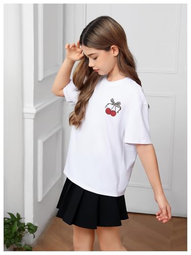 Image of WDIRARA Girl's Leopard Graphic T Shirt Crew Neck Short Sleeve Tee Shirts Cute Tops