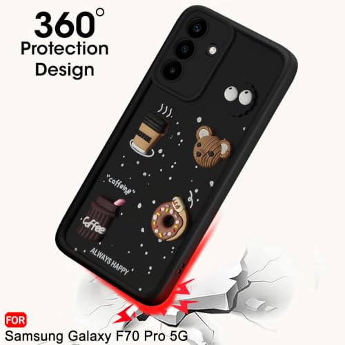 Image of TheGiftKart Back Cover Case for Samsung Galaxy F70 Pro 5G | Cute Fun Cartoon 3D Bear Coffee Case | Full Camera Protection | Shockproof Back Cover Case for Samsung Galaxy F70 Pro 5G (Silicone, Black)