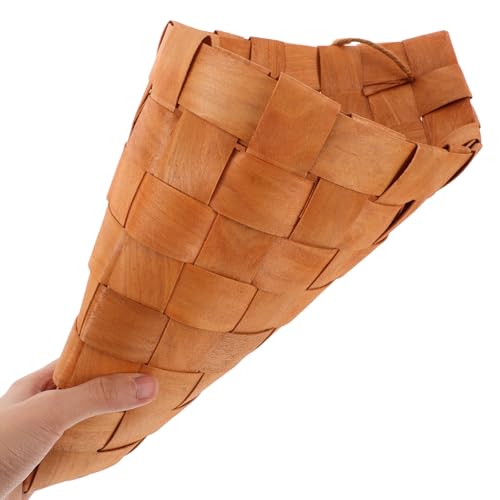 Cesta de almacenamiento colgante de madera para decoración vintage de pared 4