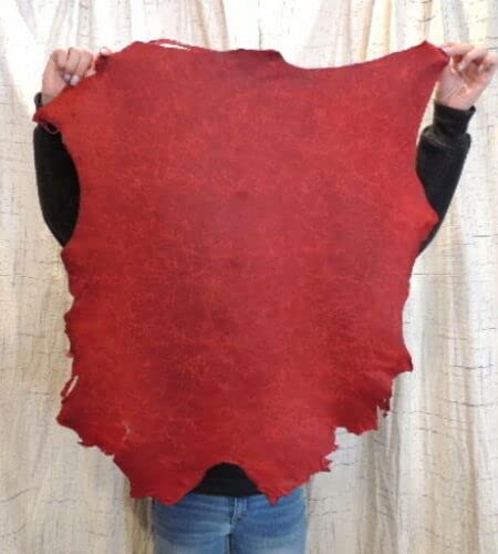 Real Tanned Blood Red Buckskin Deer Leather Hide - Native Crafts 4-5 SQ Ft (2-3oz)