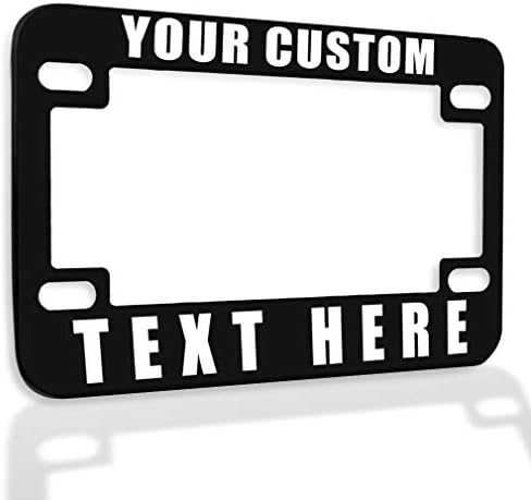 Speedy Pros Metal Zinc Custom Bike License Plate Frame Custom Personalized Text Motorcycle Accessories License Plate Holder Black 4 Holes 1 Frame