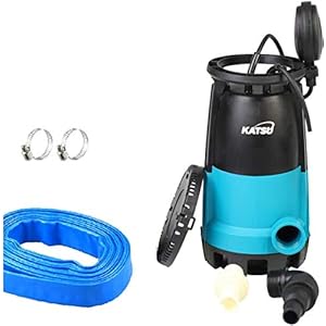 KATSU 900W Portable Submersible Garden Pump for Clean and Dirty Water 18000L/h with 10 Meters Hose 1.1/4″ and Quick Coupler Changeable Base