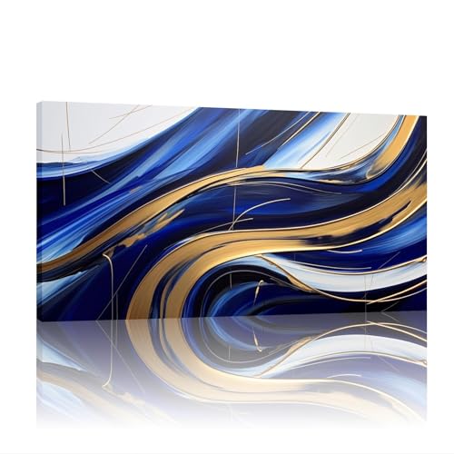 Affiche sur toile d'art mural pour transformer un mur vide avec une image bleue doree encadree