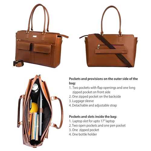 Image of Strokes by Namrata Mehta Oversized Tote Bag for 17 inch Laptop | Trolley Sleeve and Detachable Strap | Large Tote Bags for Women for Office Use, Work | 8 Pockets and Bottle Holder