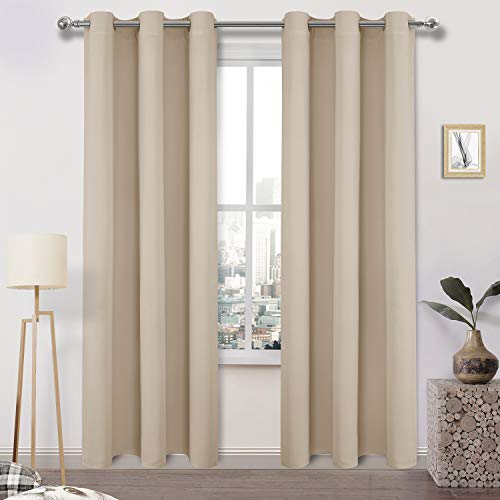 Image of DWCN Beige Blackout Curtains for Bedroom Living Room 38 x 84 Inch 2 Panels