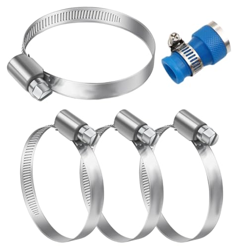 SGERUFZ 4 Pièces Collier de Serrage Inoxydable 304 Ajustable, Collier de Serrage Inox pour Tuyau d'Essence, Conduite Diesel, Tuyau d'Eau, Conduite de Gaz Domestique (46-70mm)