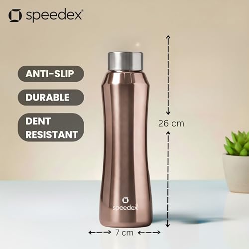 Image of Speedex Stainless Steel Water Bottle 1 Ltr, Leak Proof Screw Cap, BIS Approved 1000 ml Metal Bottle For Daily, Office, School, Gym, Travel Use for Men, Women, Kids, Adults, Copper Gold, Set of 4