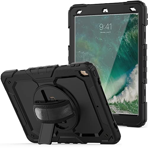 Case for iPad pro 10.5 2017/iPad air 3 10.5 2019 with 360 degree rotatable Folding stand,Trendy Shockproof case with Wrist Strap and Shoulder Strap