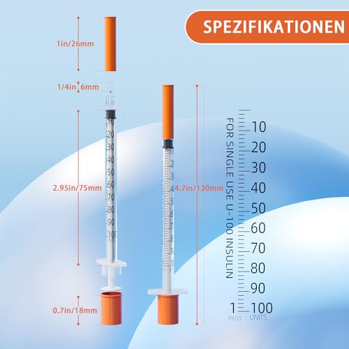 1ml Plastiktube 31G 6mm, Spritze mit Skala einzeln versiegelt für die Flüssigkeitstrennung,Laborzubehör (20 Stück)