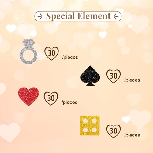 Image of 120pcs Casino Bachelorette Confetti, She Said Yes We Said Vegas Table Decor, Las Vegas Dollar Paper Scatter, Silver Glitter Lucky in Love Table Decoration, Casino Bridal Shower Party Decoration