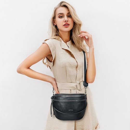 Image of Crossbody Sling Bags For Women Bum Purses Handbags Go Free Cross Body Fanny Packs For Woman Mon Shoulder Bag Gifts Black