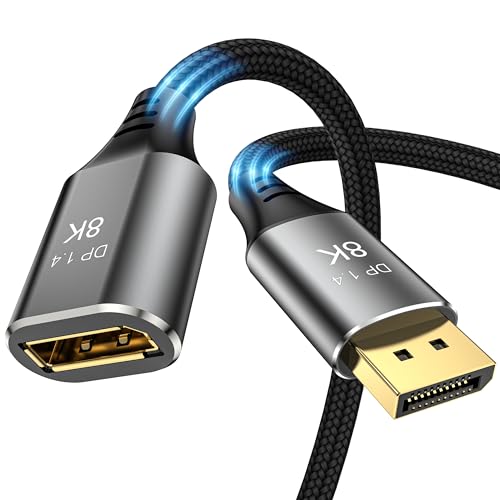DGHUMEN Cable de Extensión DisplayPort DP1.4 a DP 8K, Macho a Hembra, Compatible Con 8K a 60 Hz, 4K a 144 Hz (1 m)