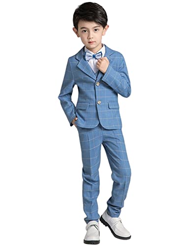 Costume à carreaux garçon sans pli veste gilet pantalon pour rester chic au dîner officiel