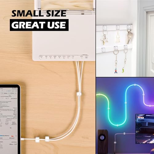 Image of AGPTEK Pack of 60 Cable Clips, Self-Adhesive, Adjustable, Premium Acrylic Cable for Electrical Wire Storage, Cable Ties, for Office Organiser, PC, Charger, Lamp, LED Strip, Transparent