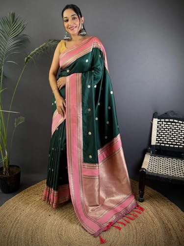 Image of SGF11 Women's Kanjivaram Pure Soft Silk Saree With Unstitched Blouse Piece