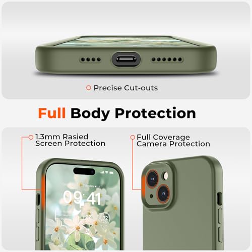 Coque iPhone 14 Plus silicone anti-choc vert protège objectif photo - 4