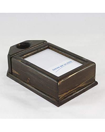 Bricohostel Servilletero Bar de Madera, sobremesa, Rectangular, con Palillero y portamenú, Personalizable, 20 x 12.5 x 5, para servilletas Mini-servis (Nogal)