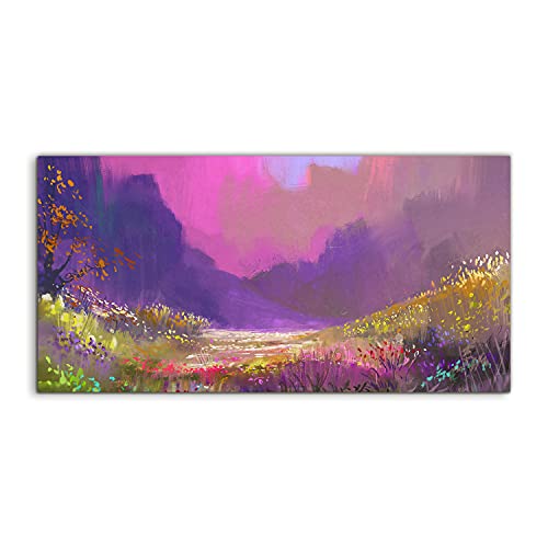 Tableau sur verre 140x70 cm paysage de montagne pour salon et chambre