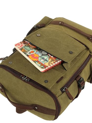 Image of FUR JADEN Eco Friendly Travel Laptop Backpack Made of Water Resistant Sustainable Canvas and Vegan Leather for Men and Women for Travel Hiking Work