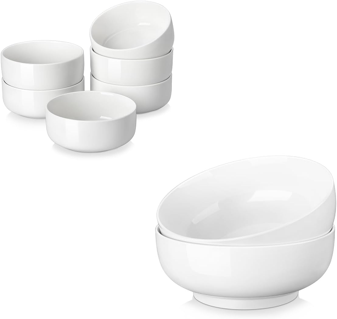 MALACASA 24 OZ Cereal Bowls, Large Serving Bowls Set, Porcelain Bowls Set