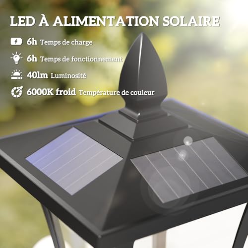 Lampadaire lanterne classique HOMCOM pour éclairer une allée sans électricité