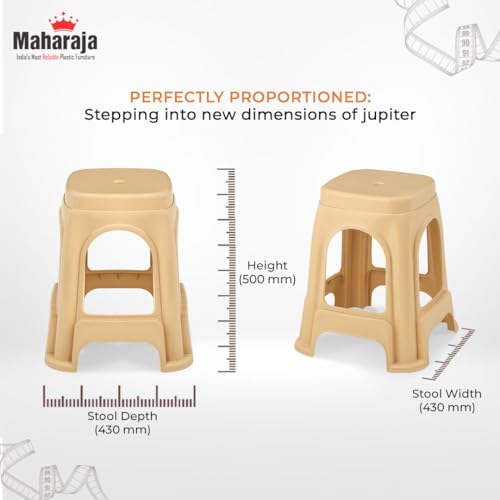 Image of MAHARAJA Strong & Durable Stool | Modern Beige Polypropylene Stackable Stool | Set of 1, Pre-Assembled (Beige, Pack of 2)