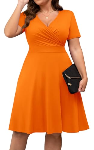 Image of POSESHE Womens Plus Size Dresses Sleeveless Wrap V-Neck Sundress Casual Summer Wedding Guest Cocktail Dress with Pockets