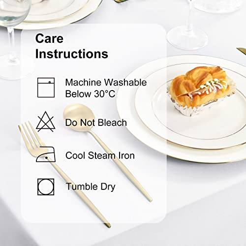 DWCN White Table Cloth Party Wipe Clean Tablecloth Wipeable Tablecloths Square 130x130cm(51x51in) Water Resistant Tablecloth Polyester - Image 4