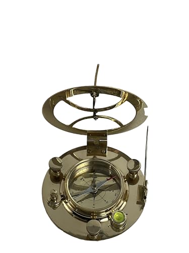 Brass Nautical - Brújula y Reloj Solar Antigua de Latón en Caja de Madera | Reloj Solar Náutico Vintage miniatura 1