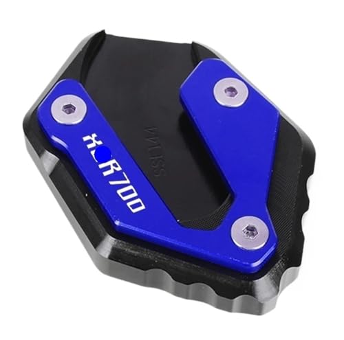 Plaque support béquille moto Tracer 700 extension latérale robuste en aluminium bleu