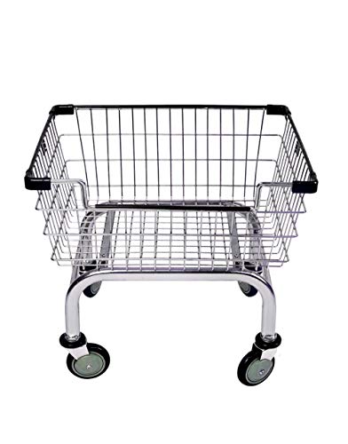 Coin Laundry Cart, Cart&Supply [Heavy Duty] [Rolling Cart] Laundry Cart (Chrome Double Pole Rack / Black) #TOP3